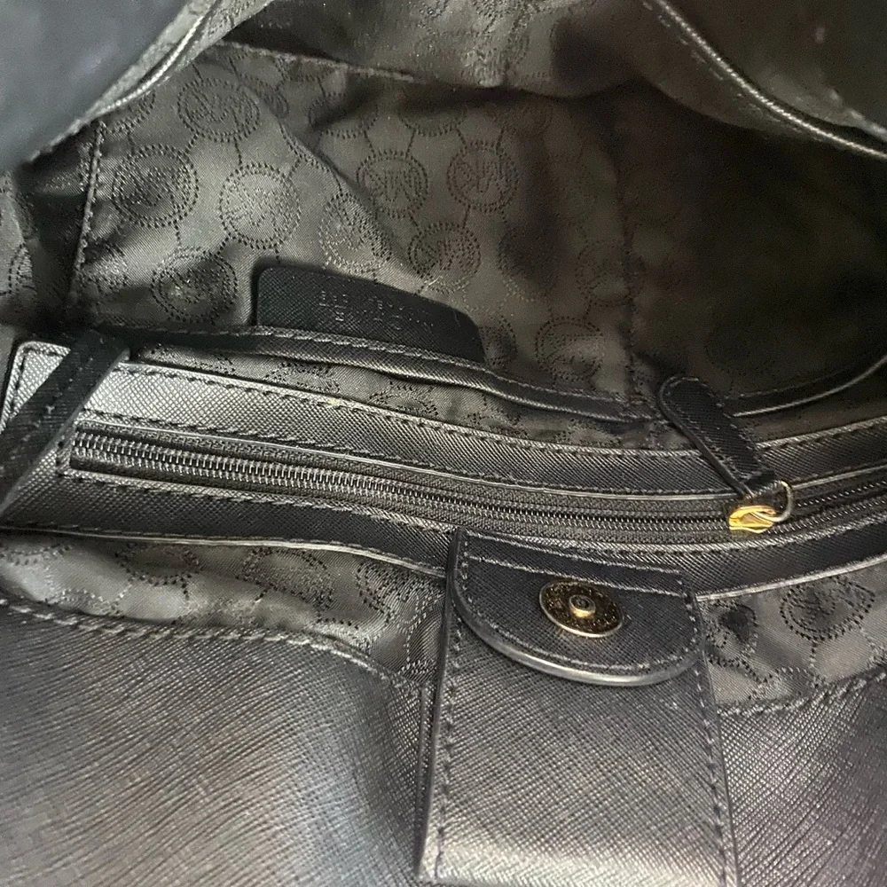 Michael Kors Hamilton Black Satchel with Gold Accents